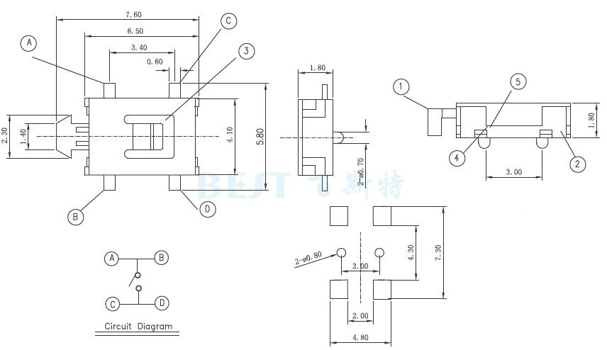 輕觸開(kāi)關(guān)TS-1189E參考圖紙 輕觸開(kāi)關(guān)TS-1189E參考圖紙